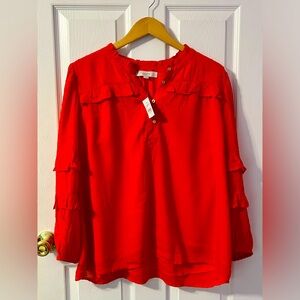 Loft clip ruffle button blouse